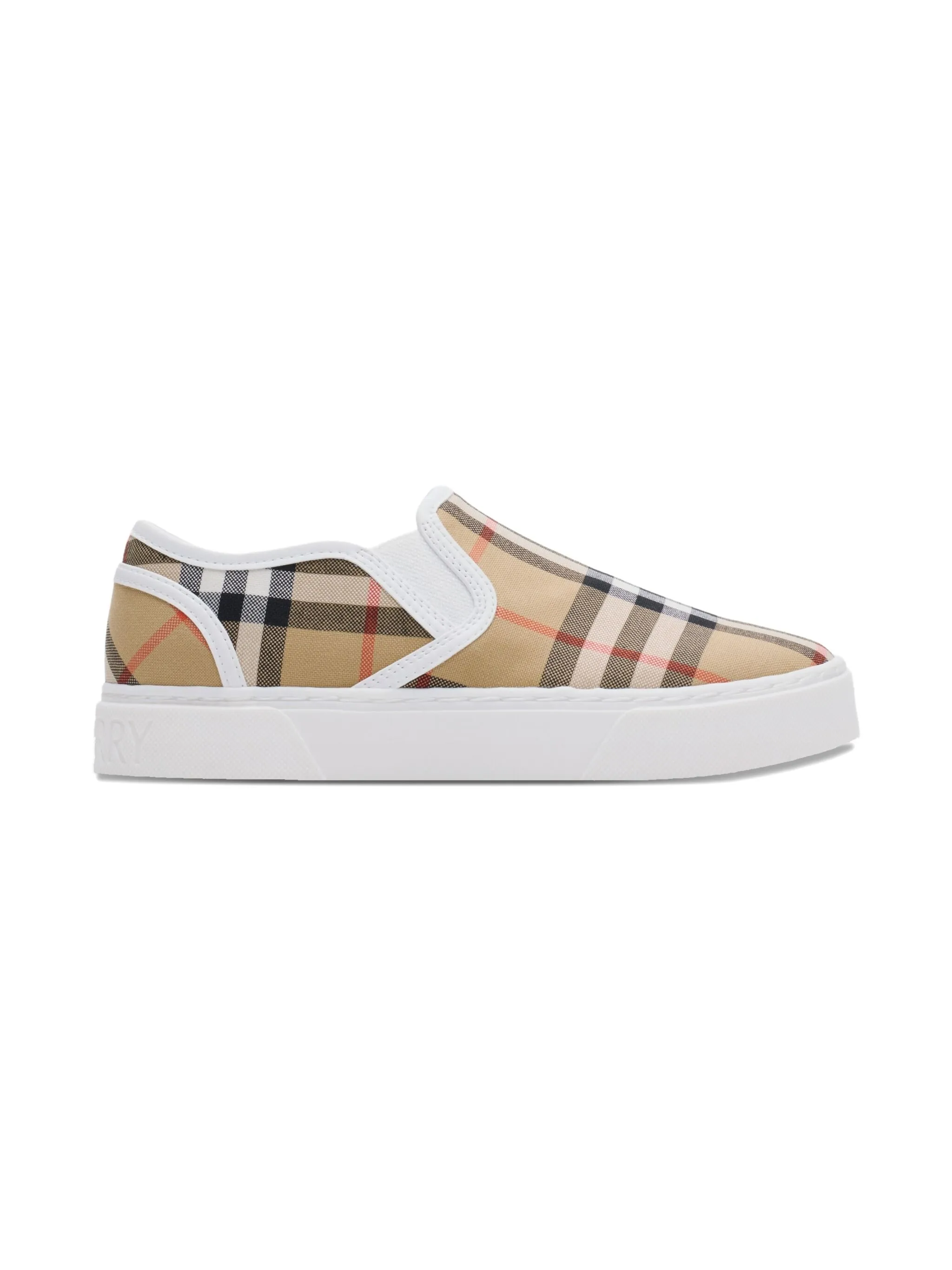 Кроссовки-слипоны с клетчатым рисунком Burberry Kids, коричневый