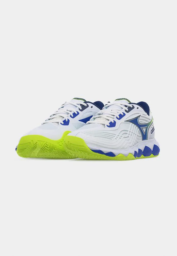 Теннисные кроссовки wave enforce tour 2 ac all-court Mizuno, White/Dazzling Blue/Lightning Yellow — фото 3