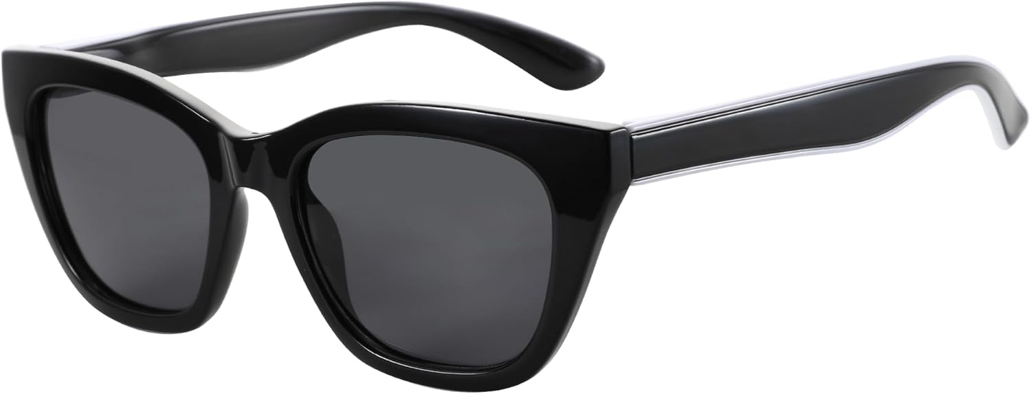 

Женские поляризованные солнцезащитные очки ZENOTTIC «Кошачий глаз»: модные солнцезащитные очки для женщин - ретро-классические очки с защитой от УФ-излучения UV400, C01 Black Frame Black Lens