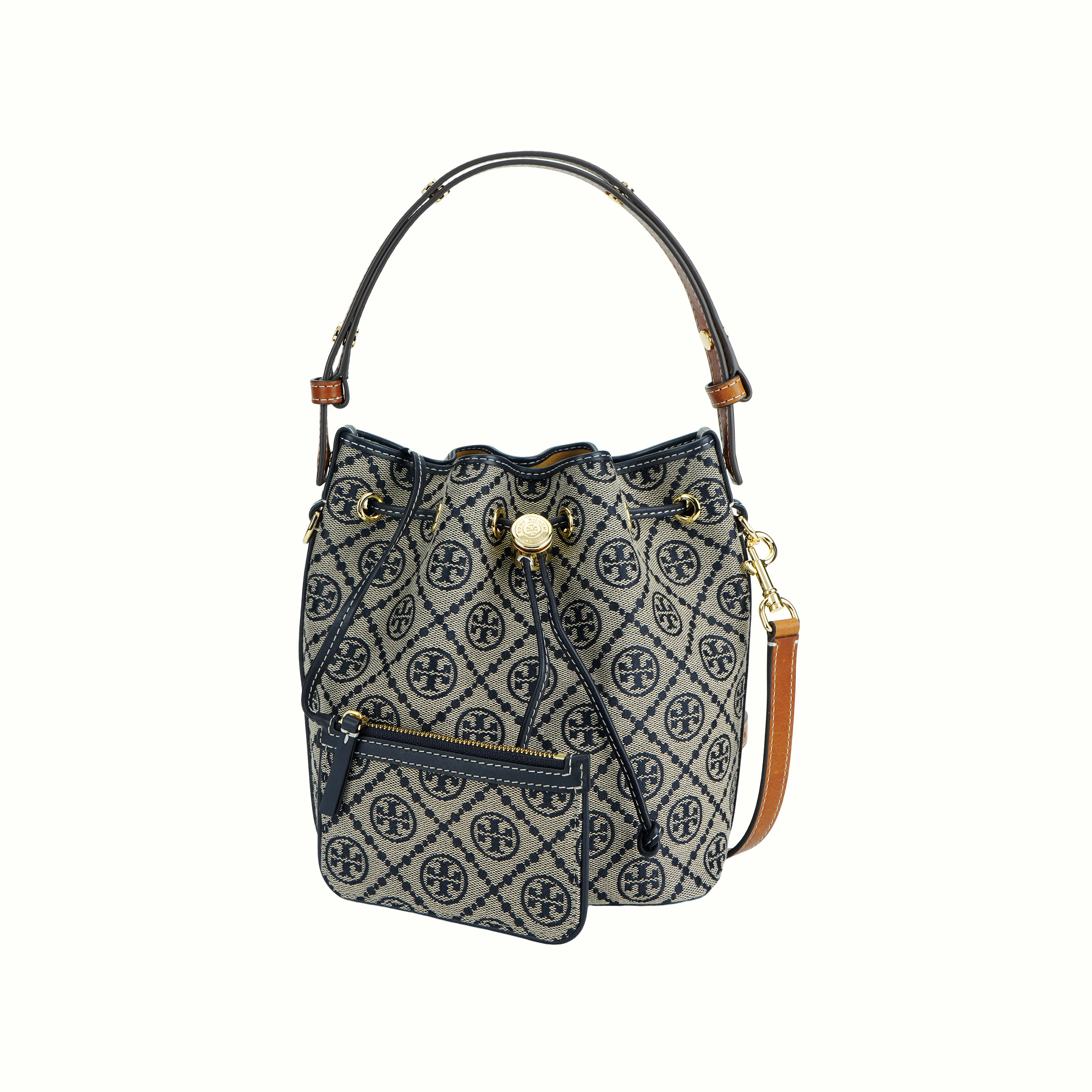 

TORY BURCH Монограмма Т Сумка ведро синяя
