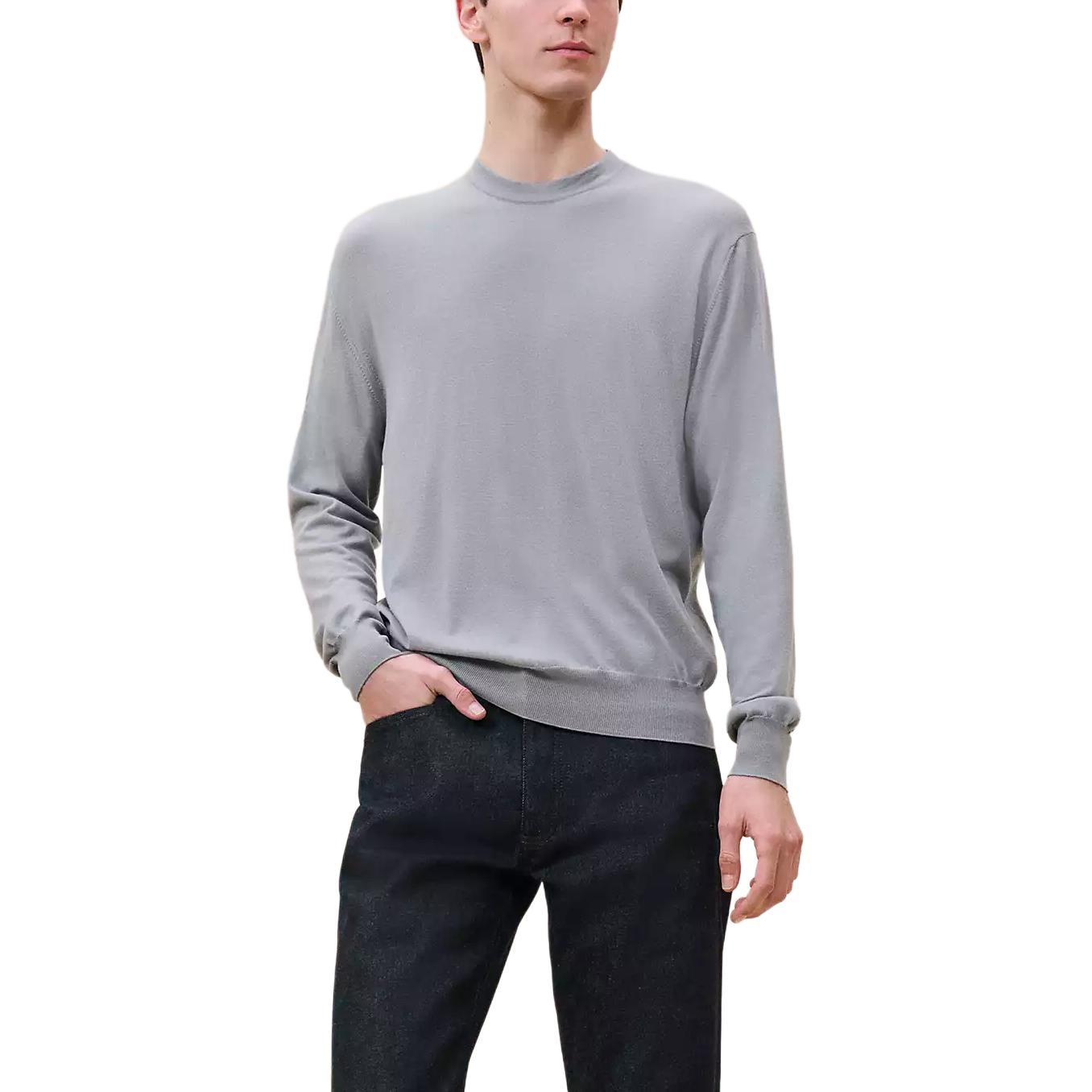 

HERMES Свитер мужской серый с круглой горловиной Moderate Others