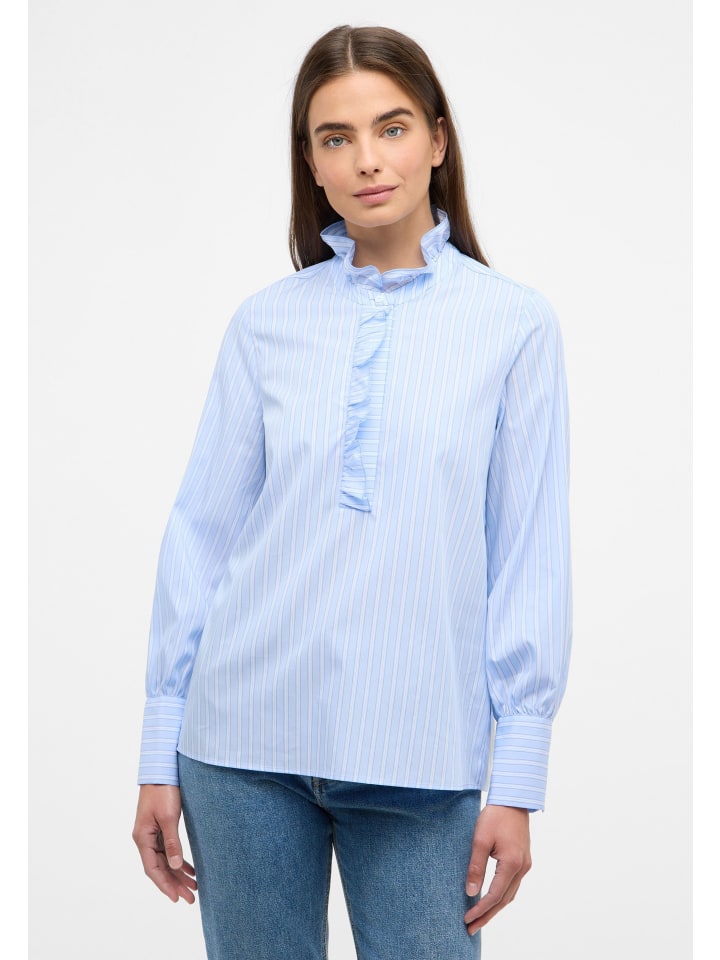 

Блузка из светло-голубого поплина с оборками Eterna