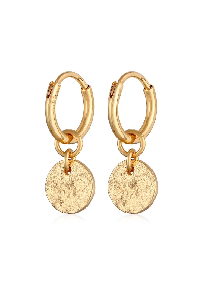 

Elli Серьги из серебра 925 пробы с геометрическим узором в виде круга и диска в золотом исполнении