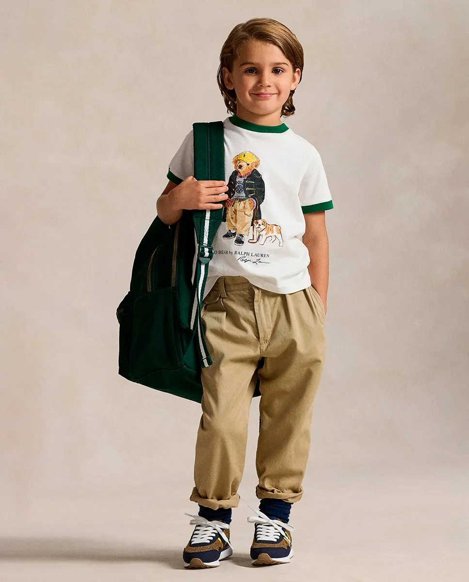 

Детская хлопковая футболка с Polo Bear Polo Ralph Lauren, светло-бежевый