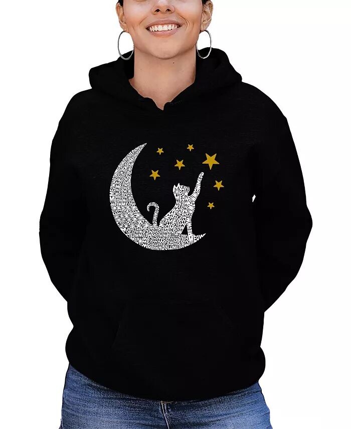 

Женская толстовка с капюшоном Word Art Cat Moon La Pop Art, фиолетовый
