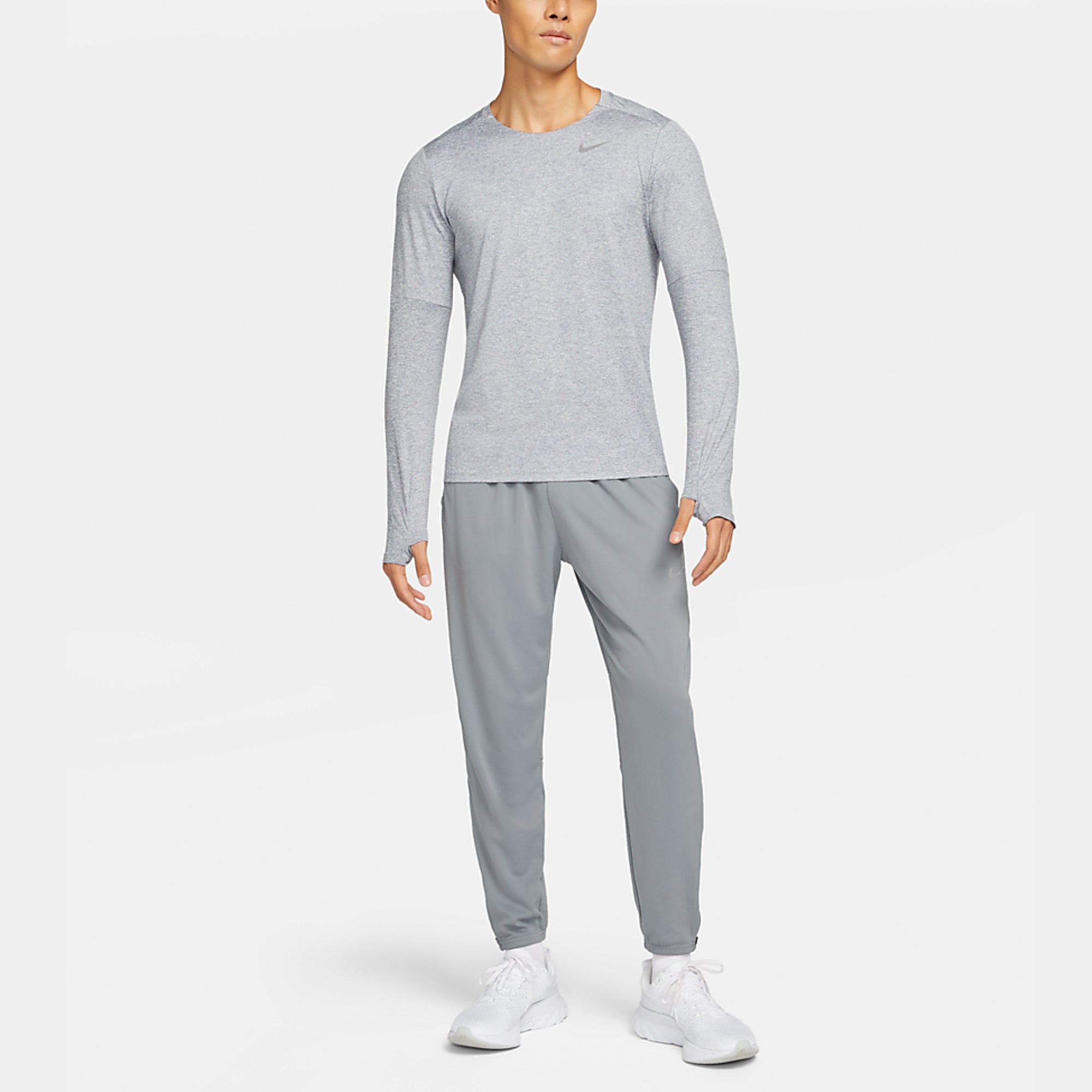 Футболка Men's Nike Reflective Logo Training Sports Running Long Sleeves Light Grey T-Shirt DD4755-084 — фото 3