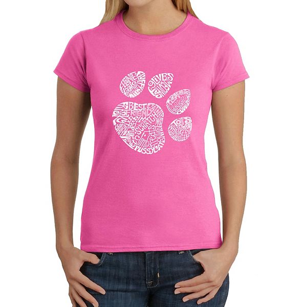 

Футболка с принтом Women's word art - cat paw La Pop Art, Pink, Розовый, Футболка с принтом Women's word art - cat paw La Pop Art, Pink