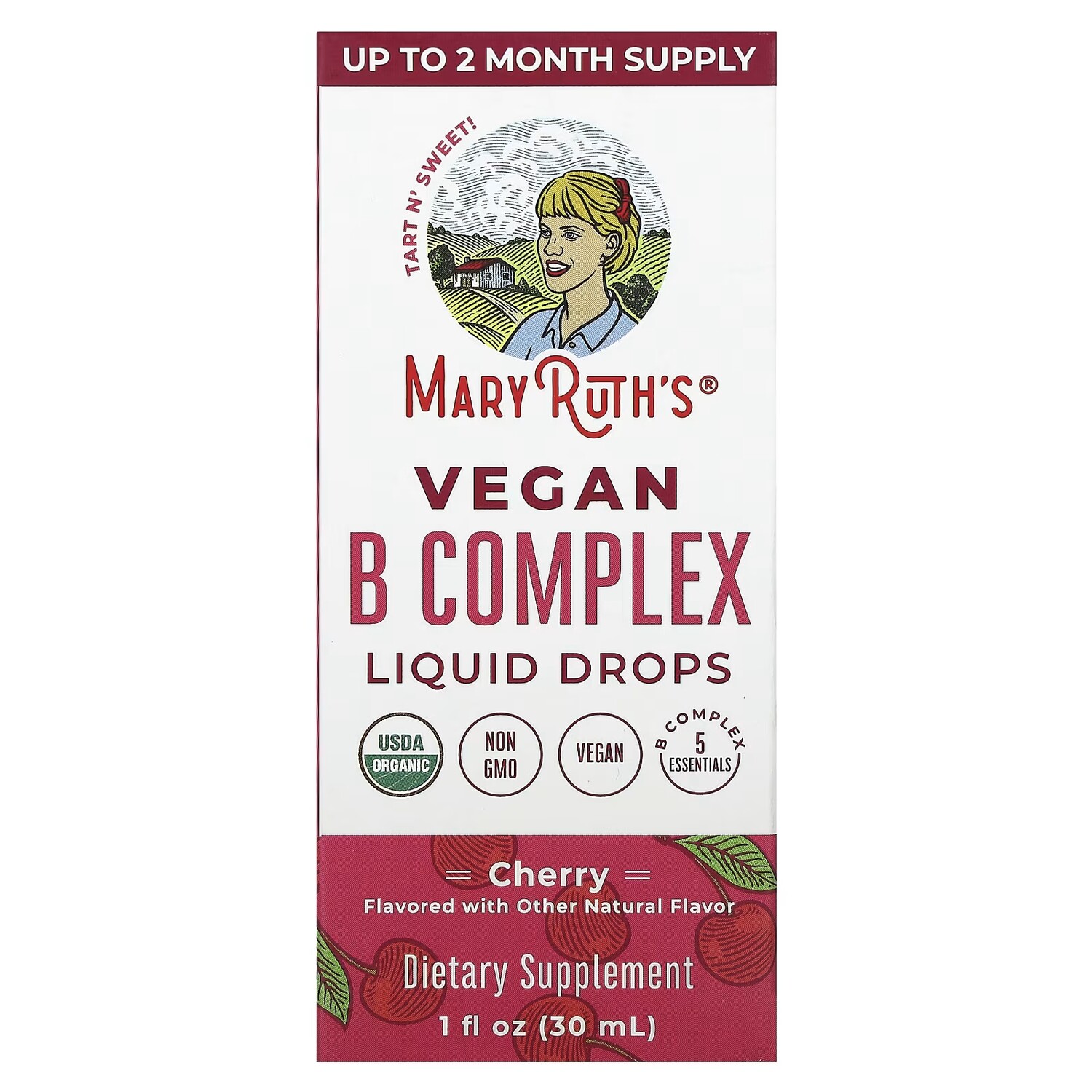 

MaryRuth's Vegan B Complex Liquid Drops Cherry 1 жидкая унция (30 мл)