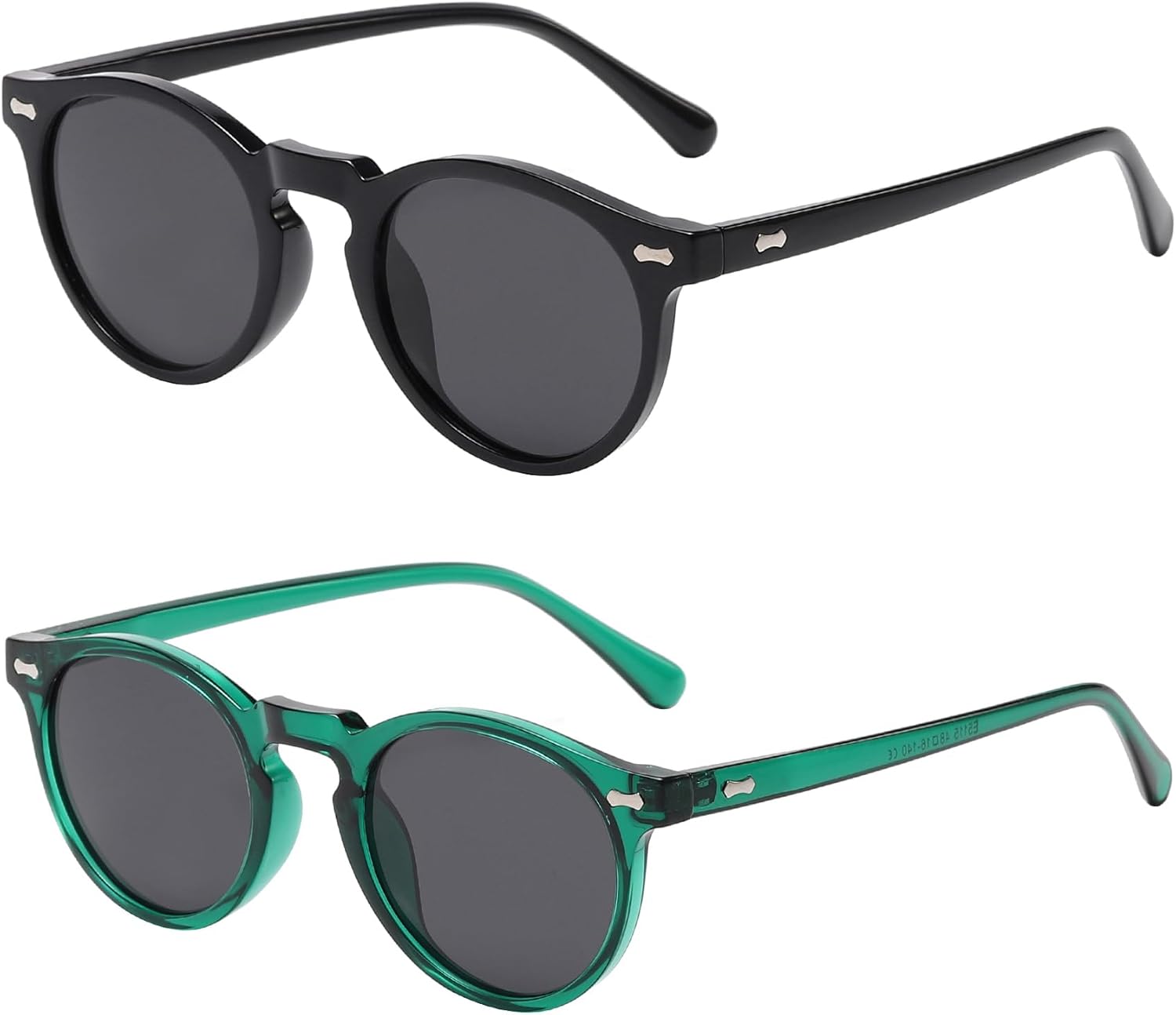 

Винтажные поляризованные солнцезащитные очки для мужчин и женщин. Стильные круглые солнцезащитные очки в стиле ретро с защитой от УФ-излучения MUNSADE, (2 Pack) Black/Grey+green/Grey