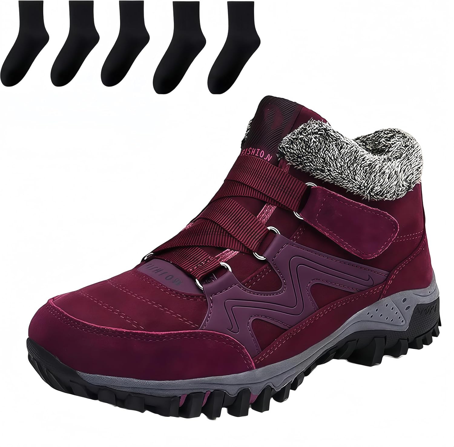 

Зимние теплые ботинки, ортопедические сапоги, зимние водонепроницаемые ботинки с противоскользящей подошвой Generic, красный