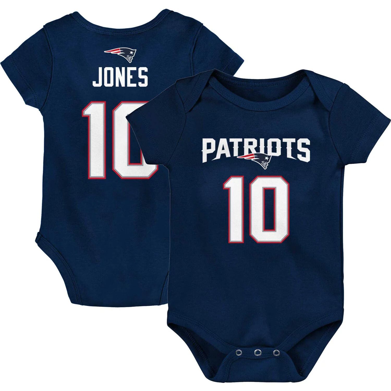 

Боди Mac Jones Navy New England Patriots Mainliner для новорожденных и младенцев, имя и номер игрока Outerstuff