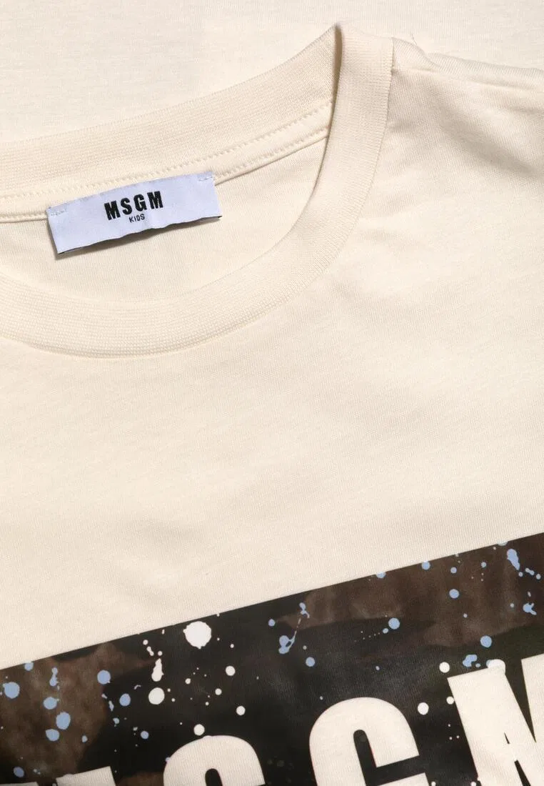 Футболка, хлопок, для детей Msgm, бежевый — фото 3