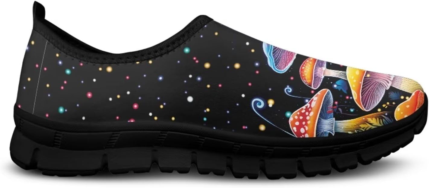 

Кеды-слипоны Binienty для женщин и мужчин с художественным принтом, удобные для путешествий, с круглым носком, плоской подошвой, обувь для медсестер, Gradient Mushroom Polka Dot