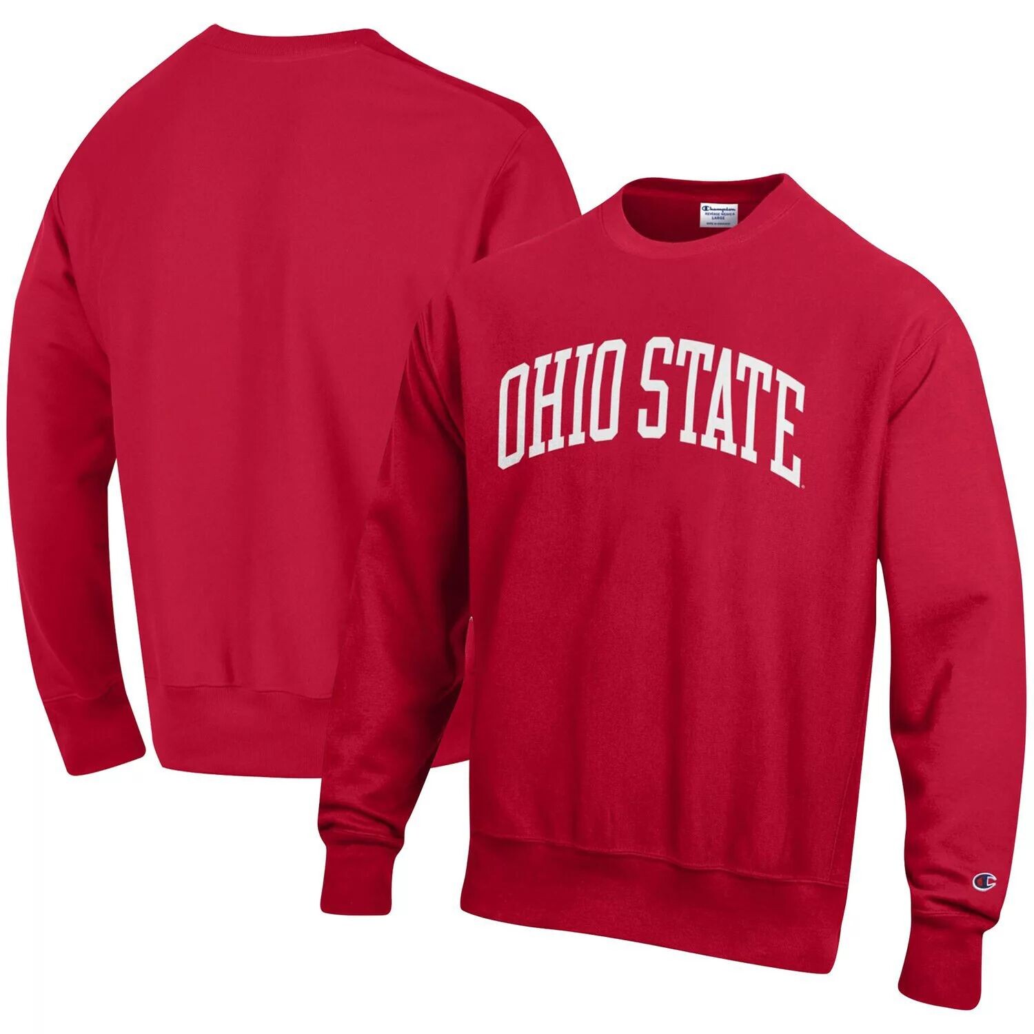 

Мужской пуловер Scarlet Ohio State Buckeyes Arch обратного переплетения с капюшоном Champion
