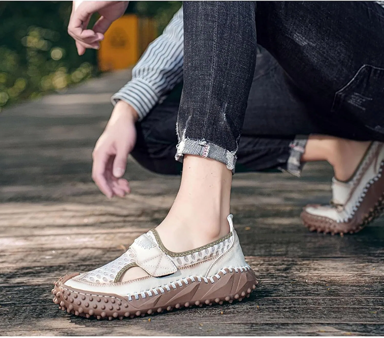 Мужские повседневные туфли Mesh Breathable Walking Loafers, серый — фото 3