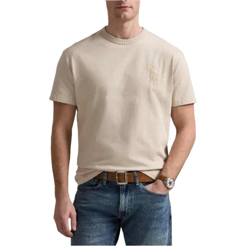 Футболка классическая Big Pony Polo Ralph Lauren Серо-коричневая — фото 4