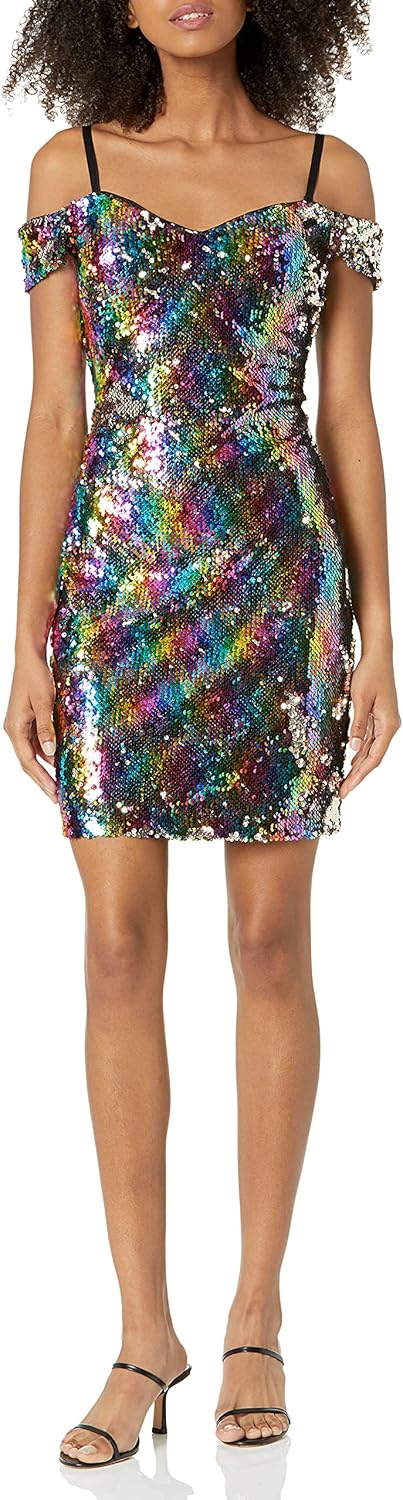 

Женское вечернее платье GUESS с радужными пайетками, Multi