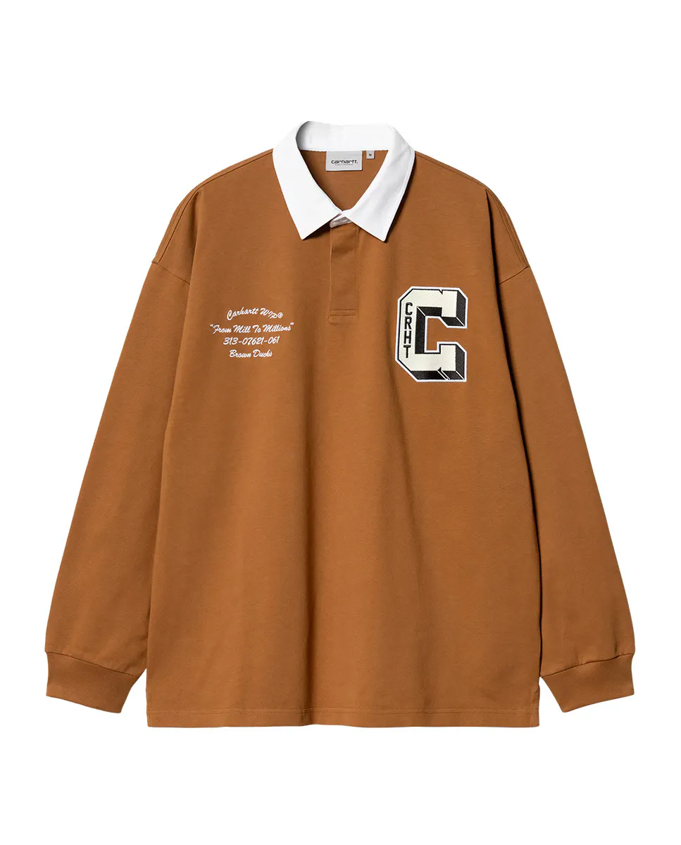 

Мужская хлопковая рубашка-поло с длинными рукавами Carhartt WIP, коричневый