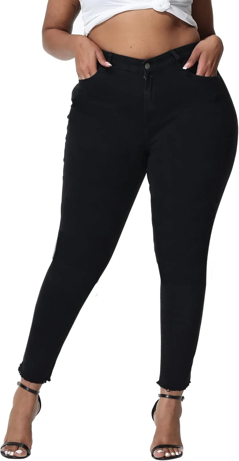 

Женские джинсы Plus Size Skinny с высокой посадкой и эластичной тканью Gocolloa