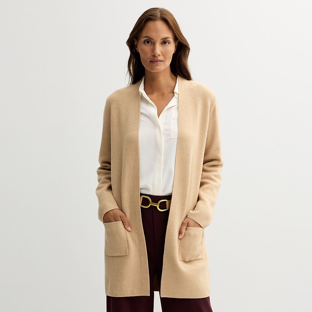 

Женское пальто с чистым воротником Nine West, цвет Camel Heather