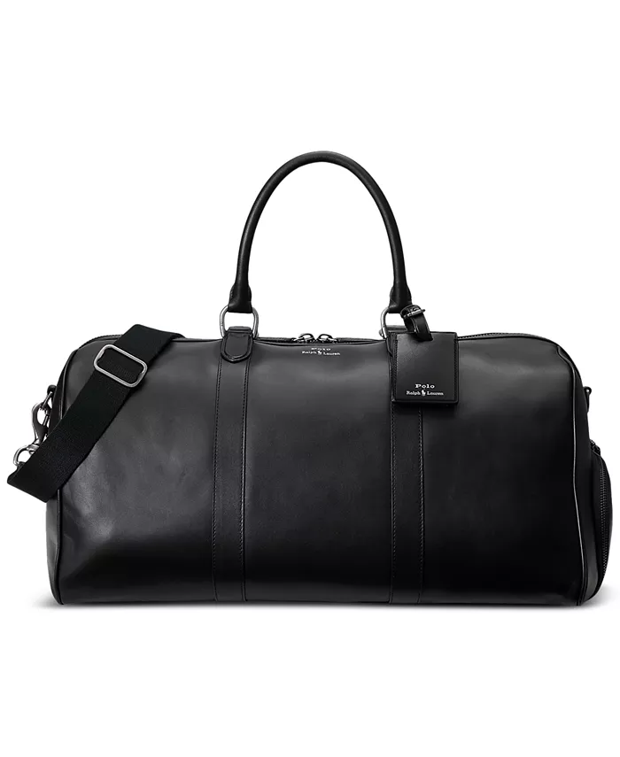 

Мужская гладкая кожаная сумка Duffel Polo Ralph Lauren, черный