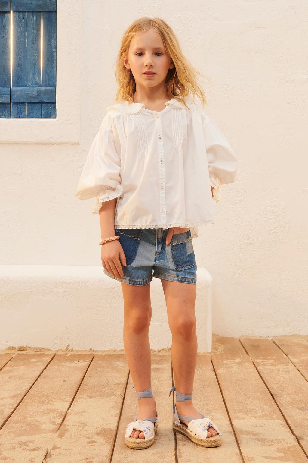 

Лоскутное шорты джинсовые бермуды ZARA, цвет Blue marl