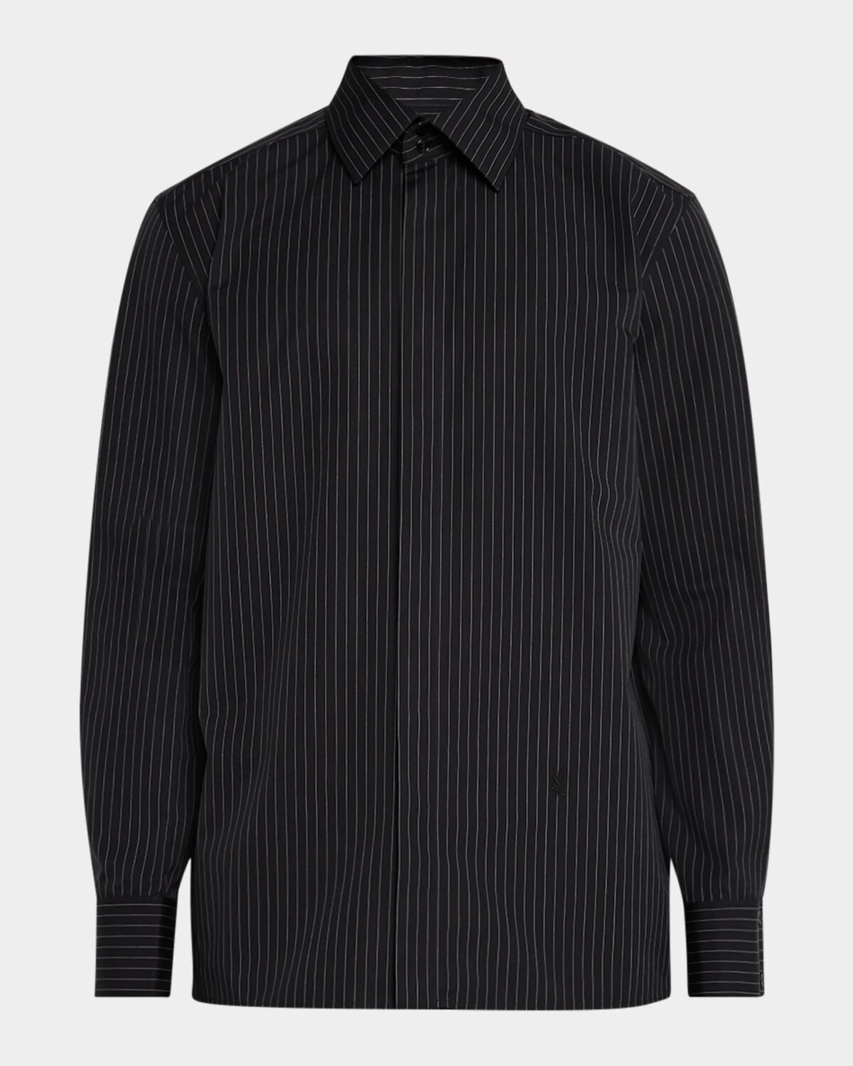 

Мужская классическая рубашка из поплина в полоску Saint Laurent, цвет Rope Nero