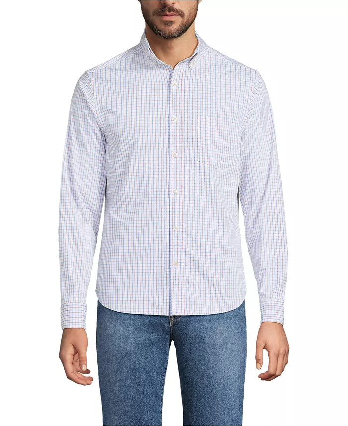 

Мужская рубашка с длинным рукавом для путешествий Lands' End, красный