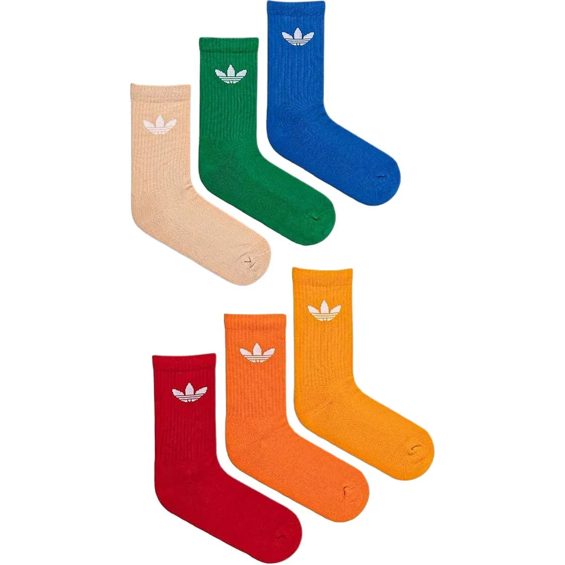 Носки Trefoil Cushion Crew, 6 пар Adidas Originals, 6 Pack (Red+Green+Blue+Orange+Yellow+Apricot) — фото 2