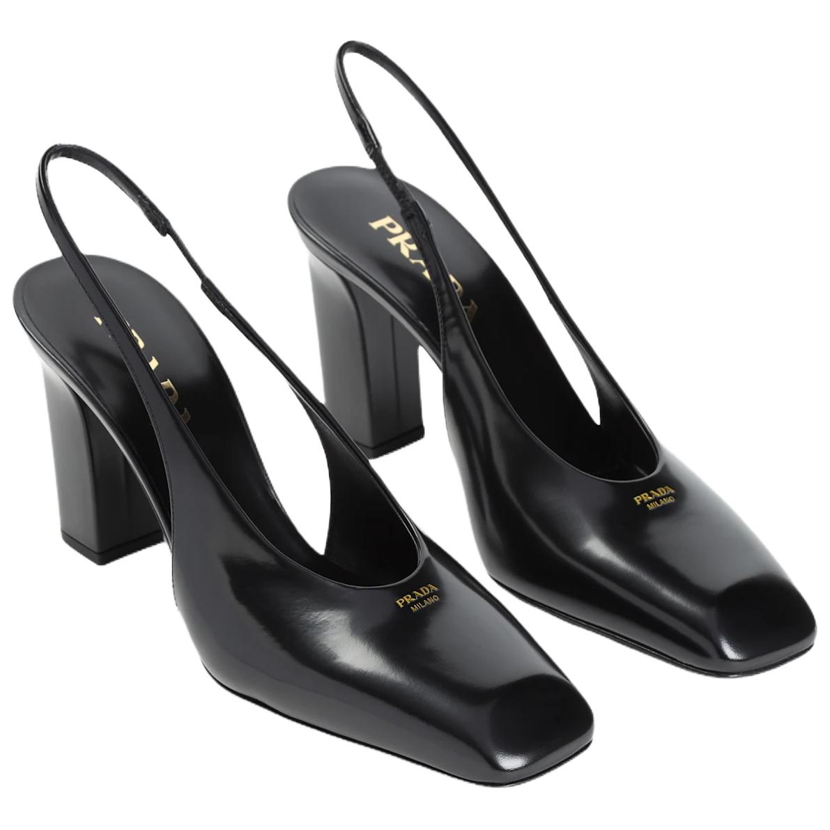 Туфли-лодочки с квадратным носком и ремешком на щиколотке PRADA, original shoe box included — фото 4