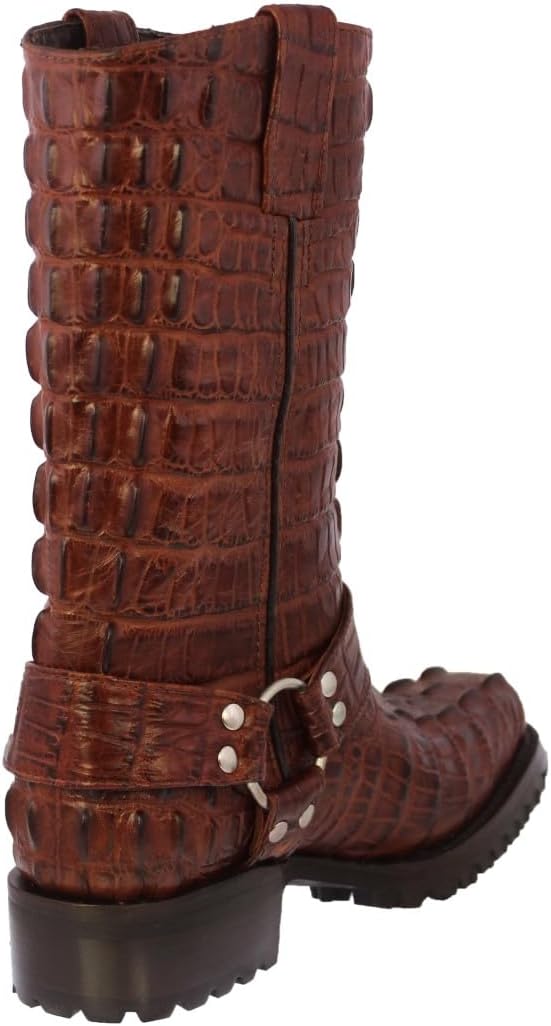 Мужские байкерские ботинки Cowboy из коньячной кожи с принтом крокодилового хвоста и квадратным носком Cowboy Professional, Cognac — фото 3