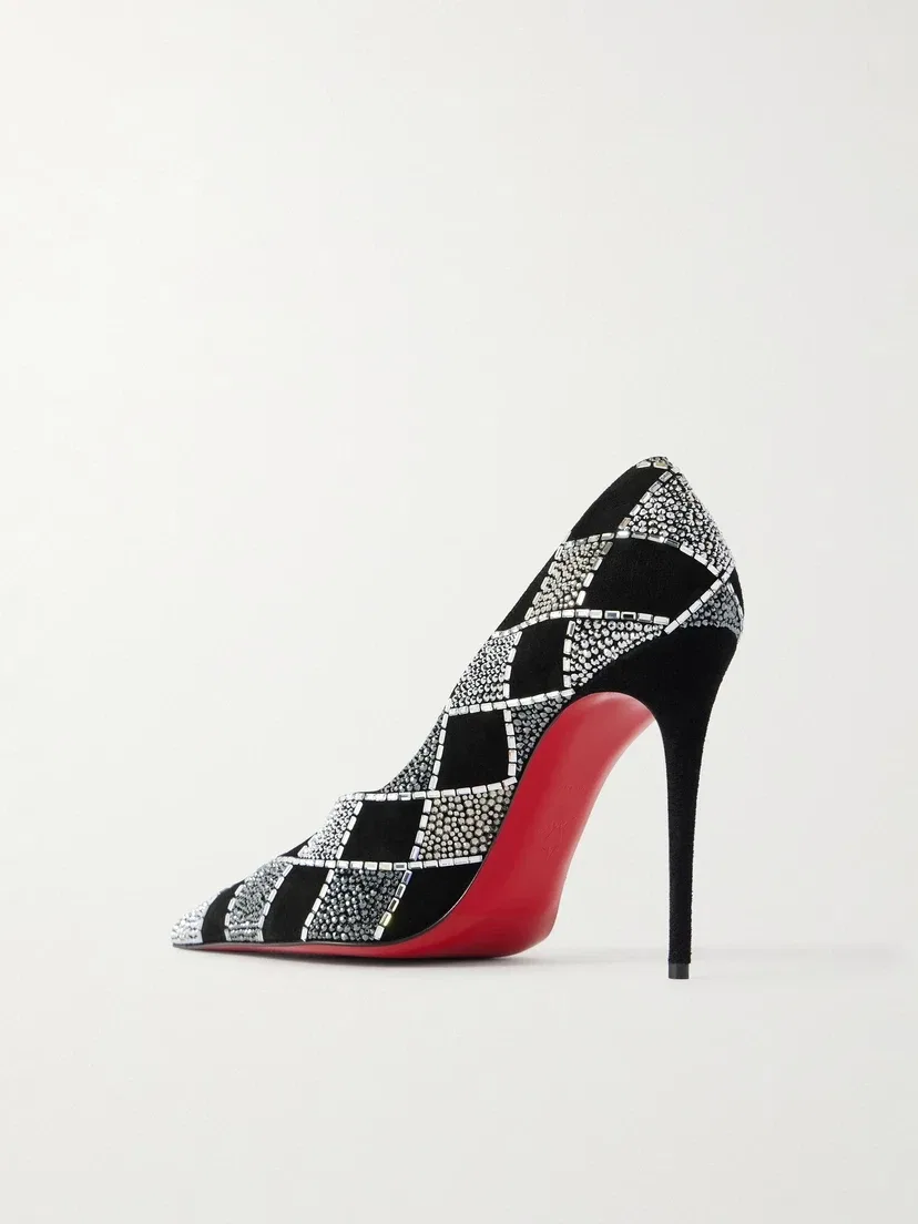 Замшевые туфли Doria 100, украшенные кристаллами Christian Louboutin, черный — фото 3