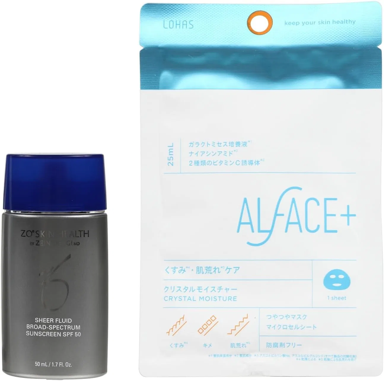 Солнцезащитный флюид Zeoskin Sheer Fluid Sunscreen SPF 50, 50 мл, набор с маской Orphes Face Mask Crystal Moisture