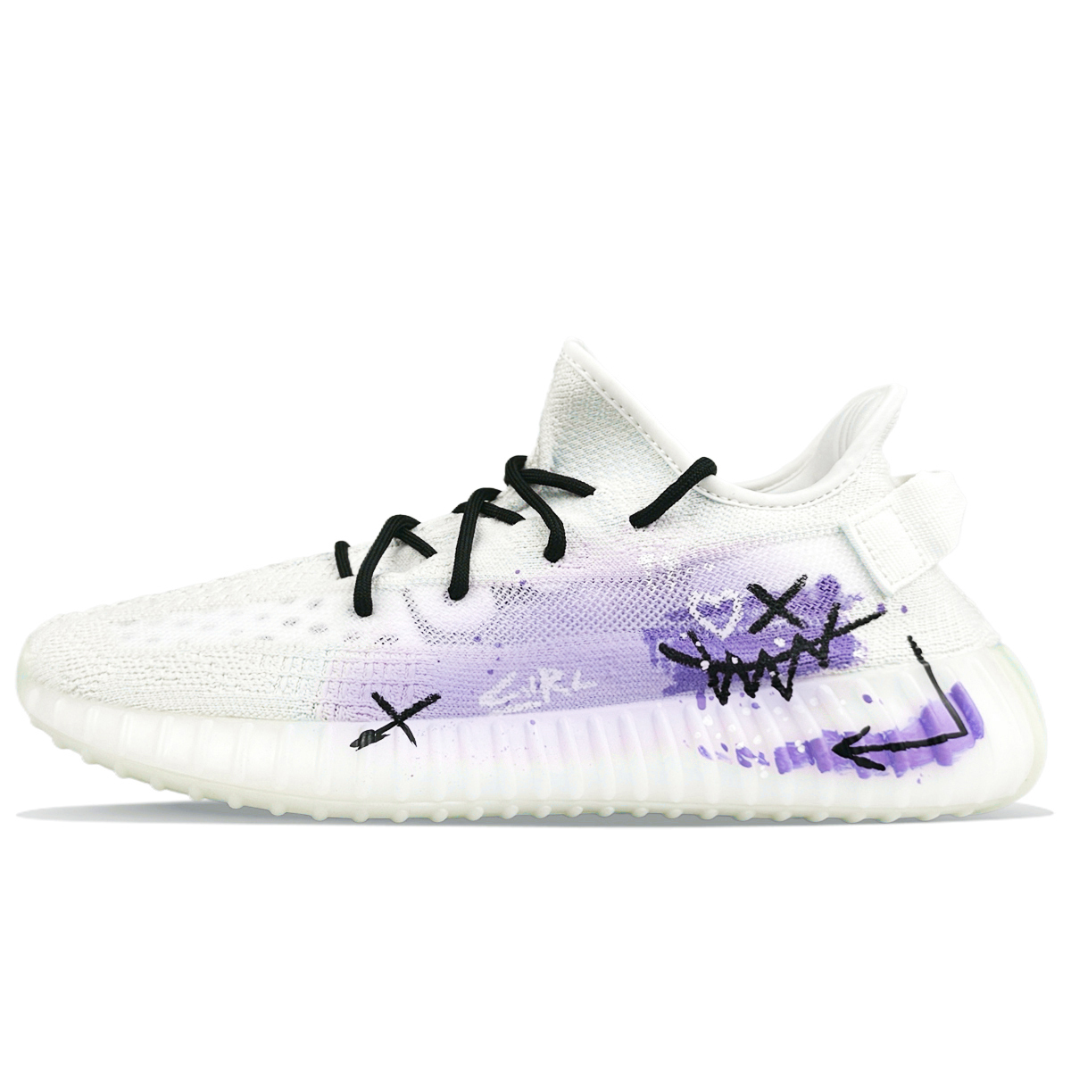 Adidas Originals Изи Буст 350 В2 Абразивоустойчивые низкие кеды унисекс белый фиолетовый, цвет White Purple — фото 3