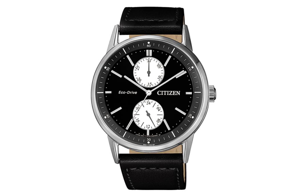 

CITIZEN Часы Solar Quartz Movement Genuine Leather Strap Watch Men's Watch Black Dial, Black Dial