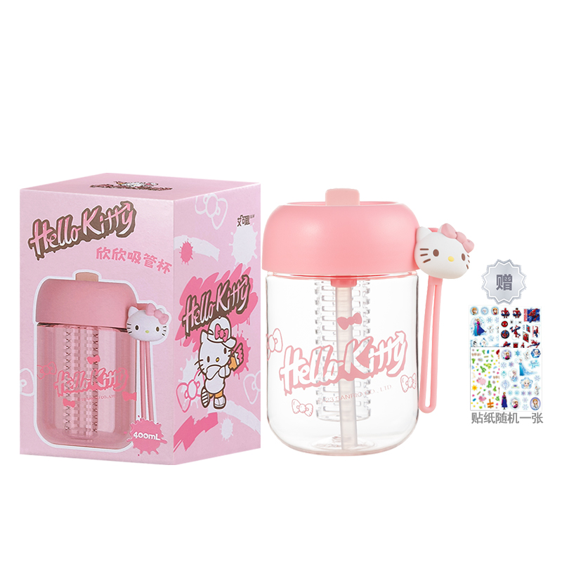 Hello Kitty практичный пластиковый стакан 400 мл Sanrio, Kulomi Water Cup + 1 Sticker — фото 4