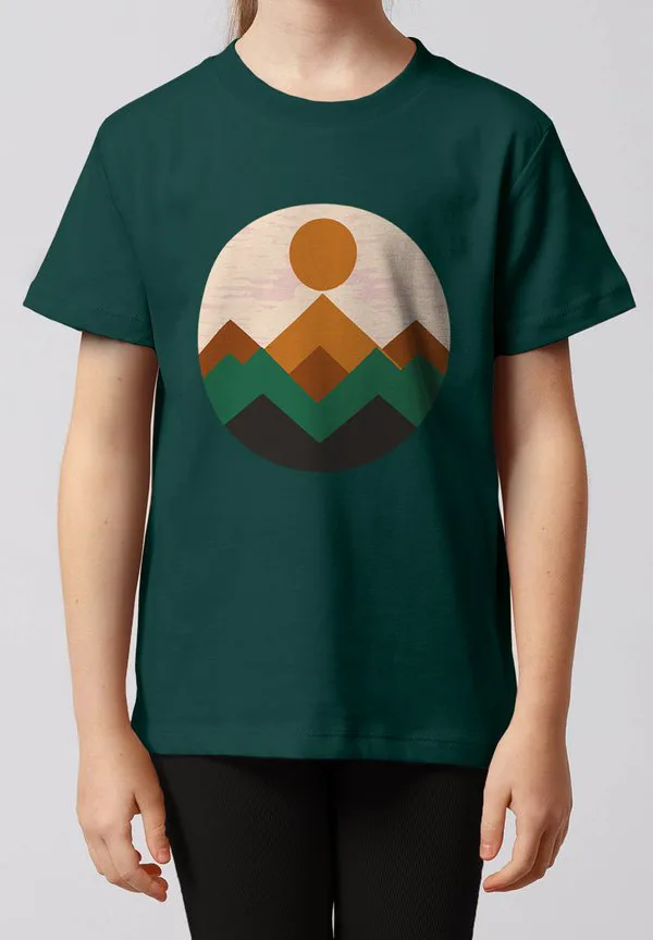 Футболка с геометрическим пейзажным принтом Watapparel, Glazed Green