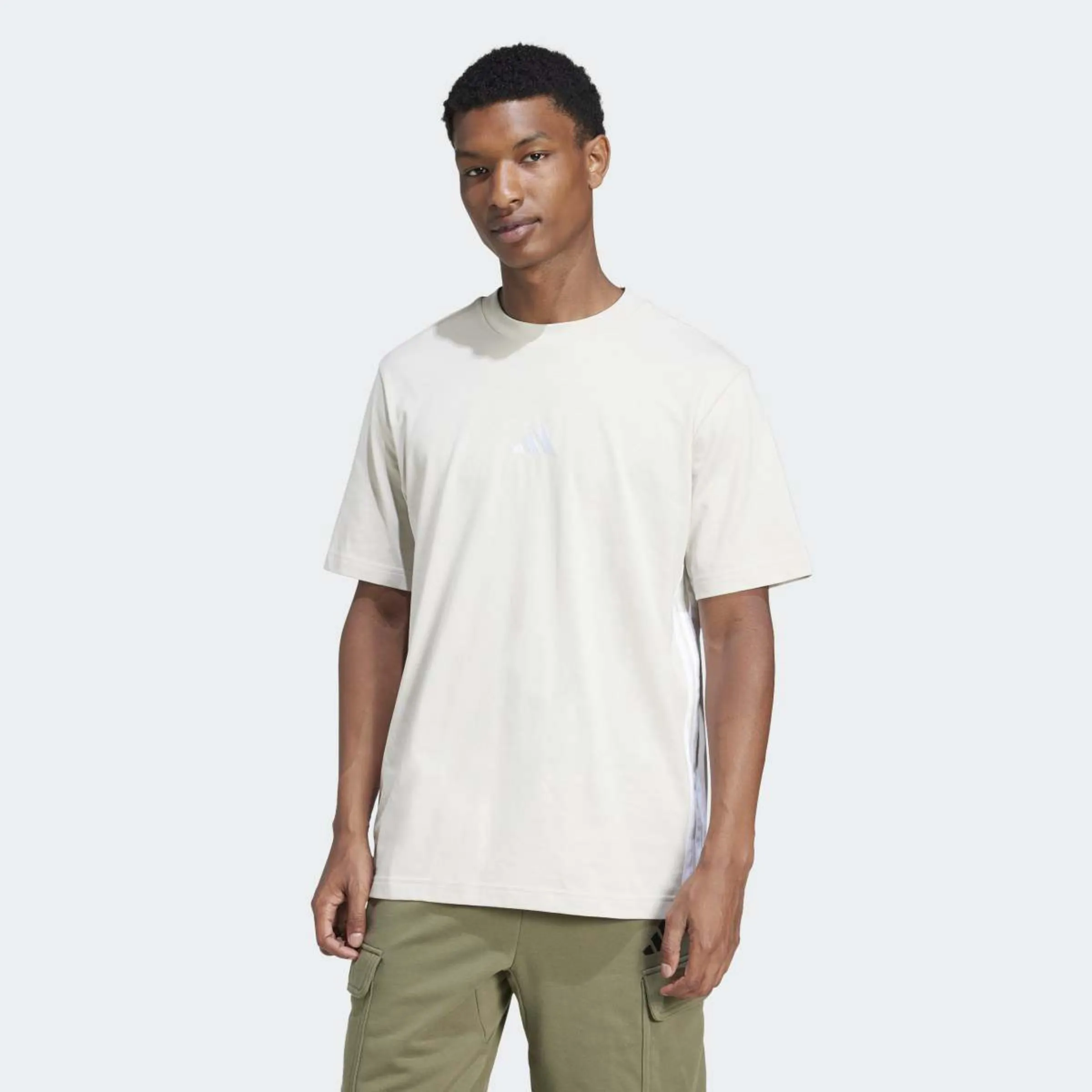 

Мужская футболка Essentials Single Jersey с тремя полосками Adidas, серый