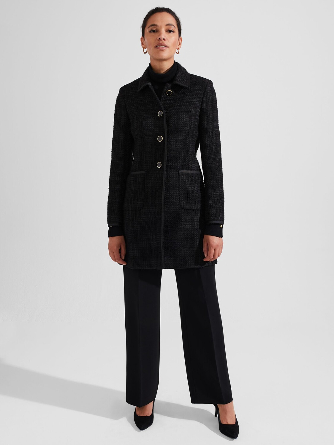 

Твидовое пальто Элейн Hobbs, черный