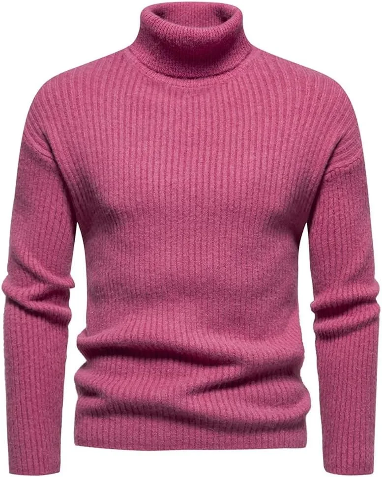 

Мужской вязаный водолазка с длинным рукавом, утепленный, casual, slim fit, однотонный Dninmim