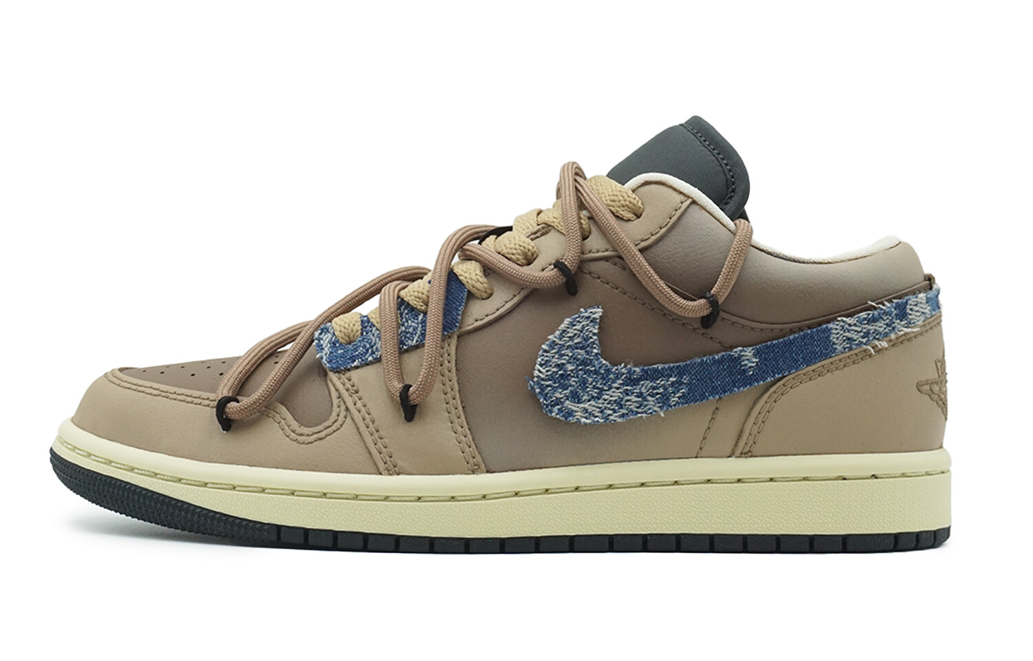 

Кроссовки Air Jordan 1 Vintage Basketball Shoes Women's Low-top Brown/Blue, коричневый/синий