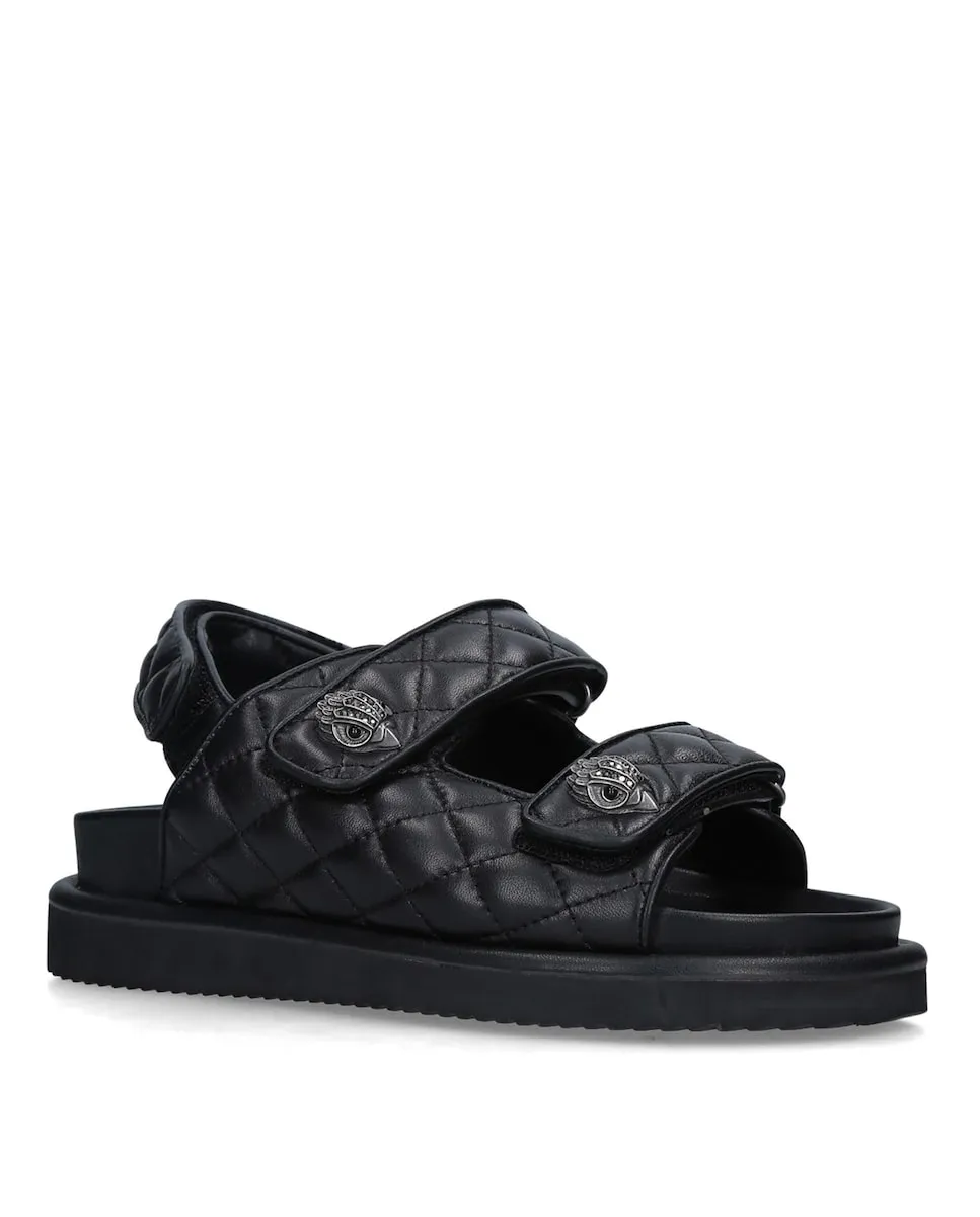 Женские кожаные платформенные сандалии черного цвета Kurt Geiger — фото 4