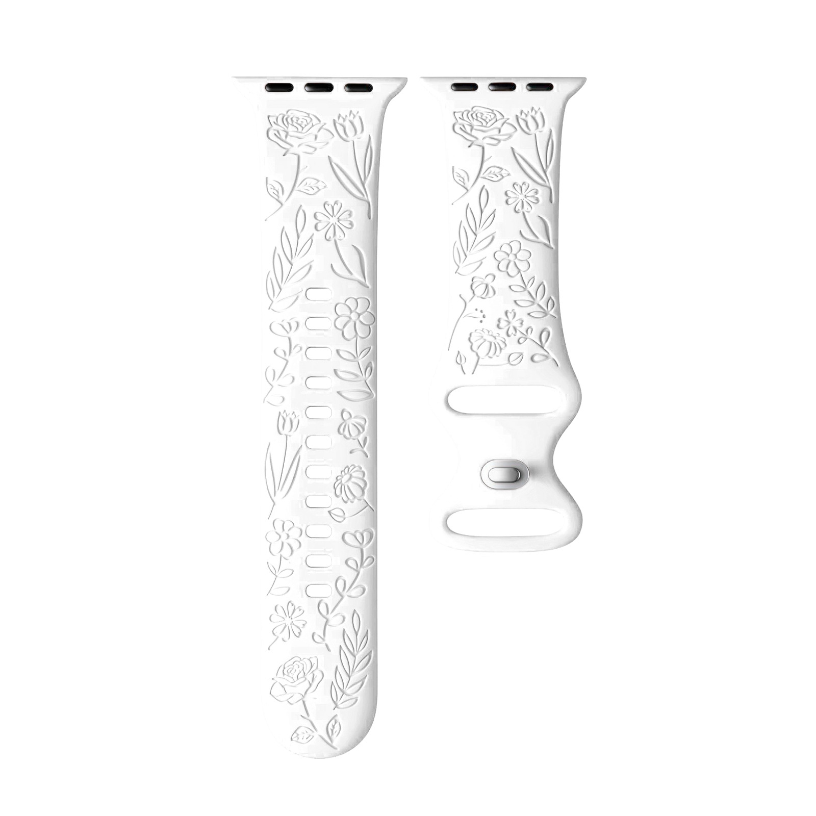 

Ремешок для Apple Watch совместимый с серией S10 Apple Watch S9/S8/S7/SE/Ultra 2 Wepro, черный [розовый принт двойная застежка] из силикона