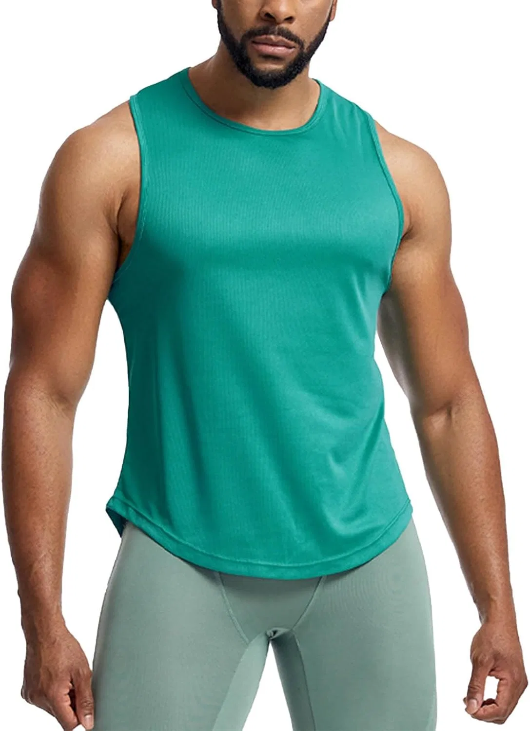 Мужской топ-майка для активного отдыха, дышащий, Mint Green — фото 3