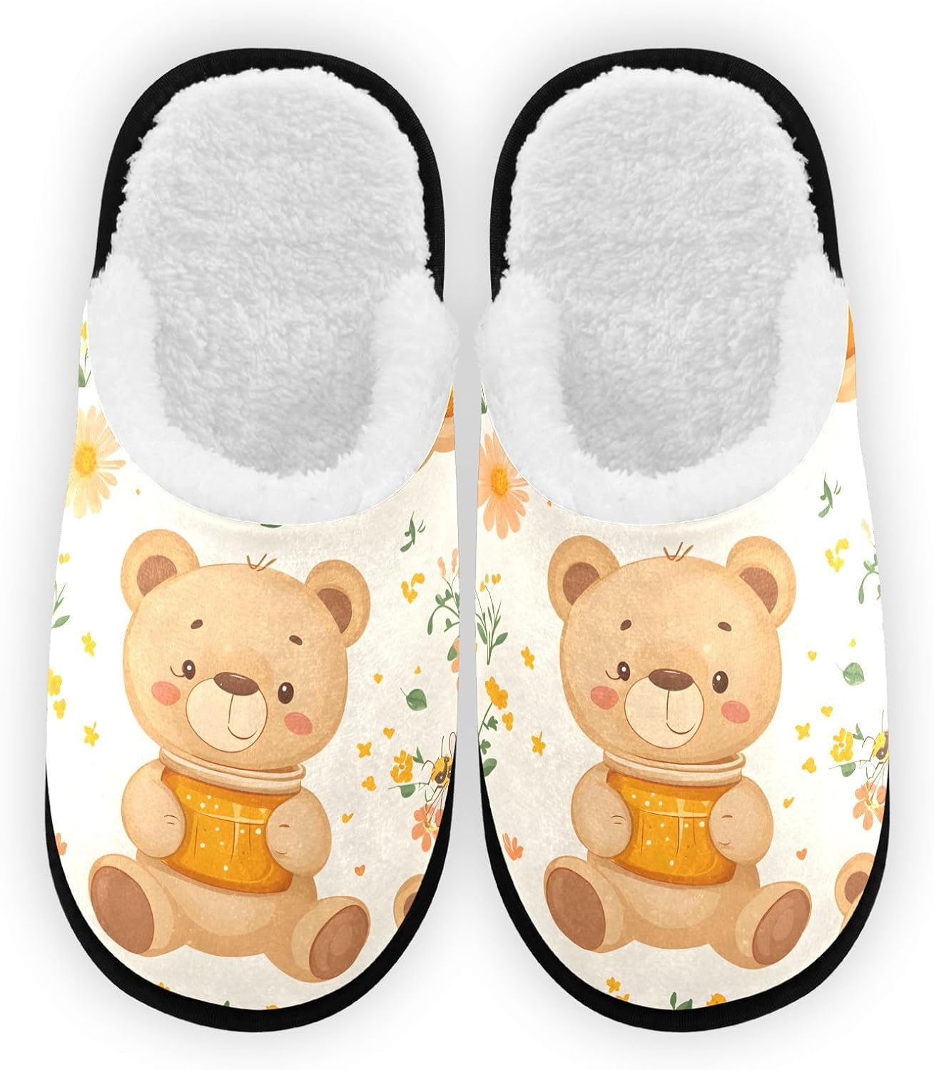 

Мягкие плюшевые тапочки FENOCHE в виде милого медвежонка с медом для женщин и мужчин, теплые и комфортные, для путешествий и спа, нескользящие домашние тапочки, Multicolor