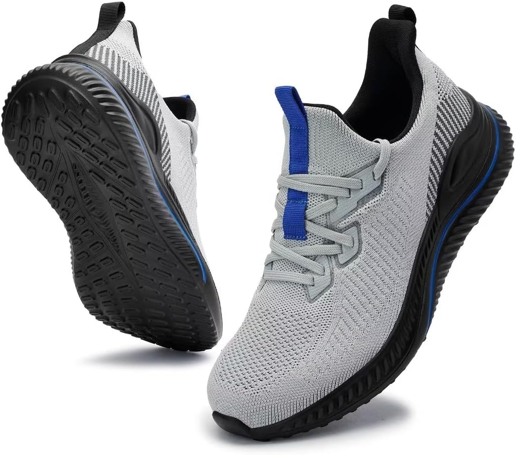 

Мужские слипоны Akk с широкой подошвой для ходьбы, с амортизирующей стелькой из памяти формы, для бега и тенниса, легкие дышащие повседневные кроссовки, светло-серый