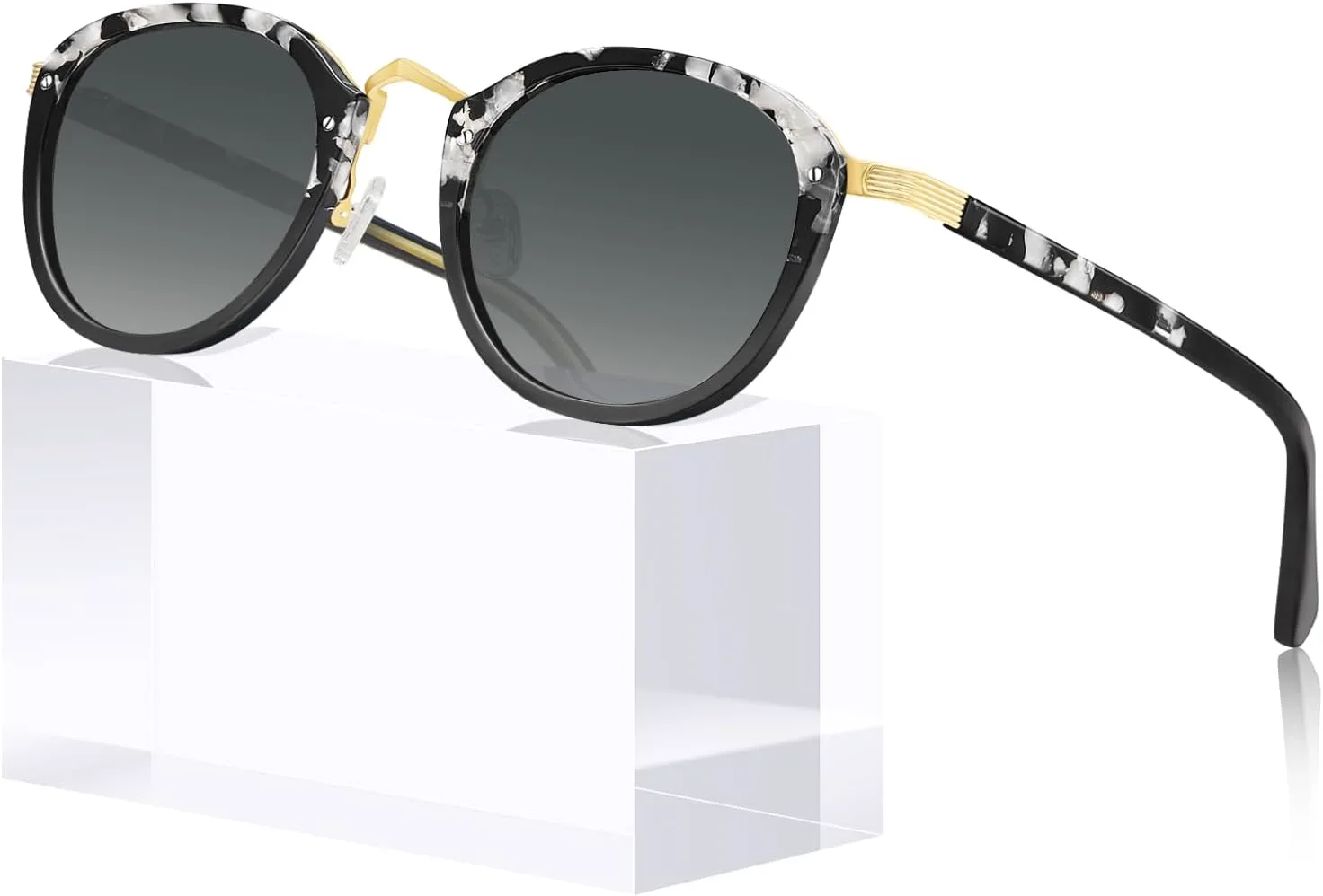 

Солнцезащитные очки CARFIA с металлической перемычкой из ацетата для женщин, поляризованные, с защитой от УФ-излучения, в стиле ретро, ​​круглые солнцезащитные очки