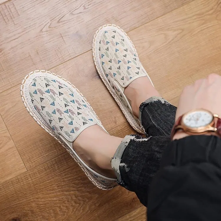 Лоферы мужские с принтом, Loafers & Slip-Ons, Beige — фото 3