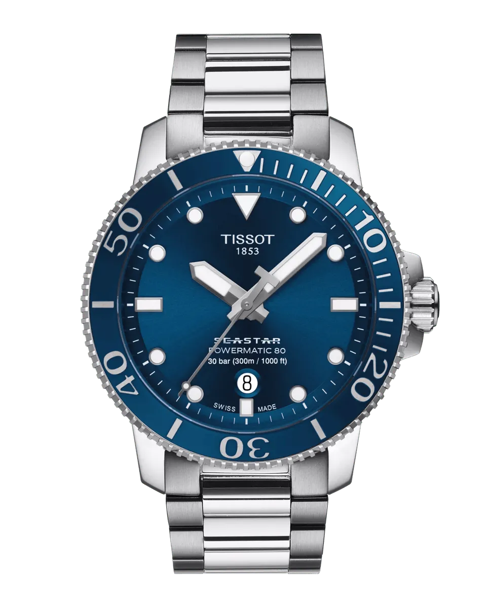 

Часы мужские стальные автоматические из коллекции Seastar Tissot, серебряный