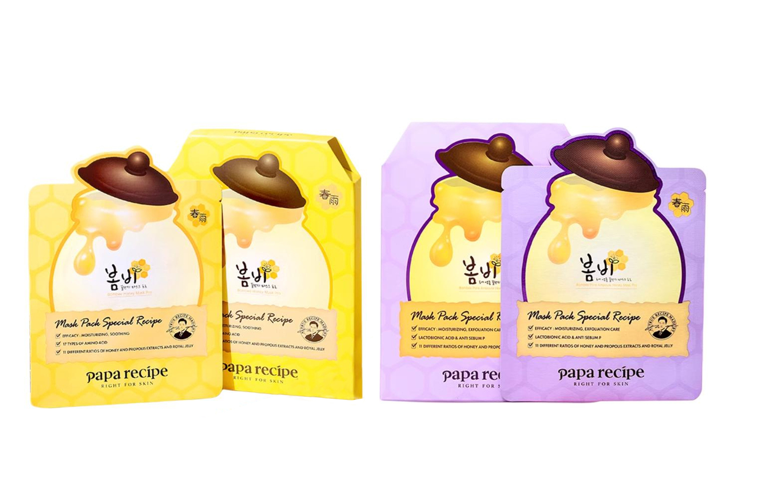 

Papa Recipe Желто-фиолетовая маска для лица "весенний дождь с медом" увлажняющая 25г/шт * 10 шт/уп * 2